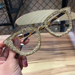 2019 Vintage cat eye Glasses frame retro Female Brand Designer gafas De Sol silver gold  Plain eye Glasses Gafas eyeglasses