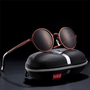BARCUR Hot Black Goggle Male Round Sunglasses Luxury Brand Men Glasses Retro Vintage Women Sun glasses UV400 Retro Style