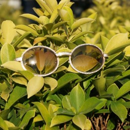 Vintage Diamond Sunglasses Men Wooden Eyeglasses Retro Shades Stone Sun Glasses Round Metal Rhinestone Glasses Frame Gafas