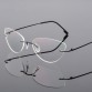 Cat Eye Style Foldable Ultra-light Memory Titanium Alloy Rimless  Myopia Eyeglasses Optical Glasses Frame Men Optics Eyewear