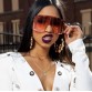 Fashion Oversized Blue Yellow Gradient Sunglasses Women 2019 Luxulry Brand Designer Red Rimless Metal Female Sun Glasses Shades