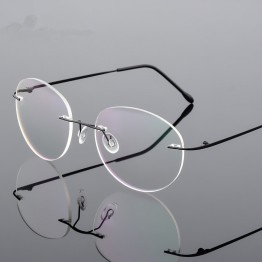 Retro Round Foldable Ultra-light Memory Titanium Alloy Myopia Eyeglasses Rimless Elasticity Optical Glasses Frame Men Eyewear