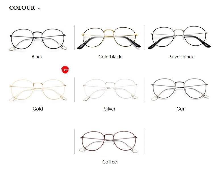Round-Glasses-Frame-Woman-Men-Glasses-Retro-Myopia-Optical-Frames-Metal-Clear-lens-Black-Silver-Gold-32931477565